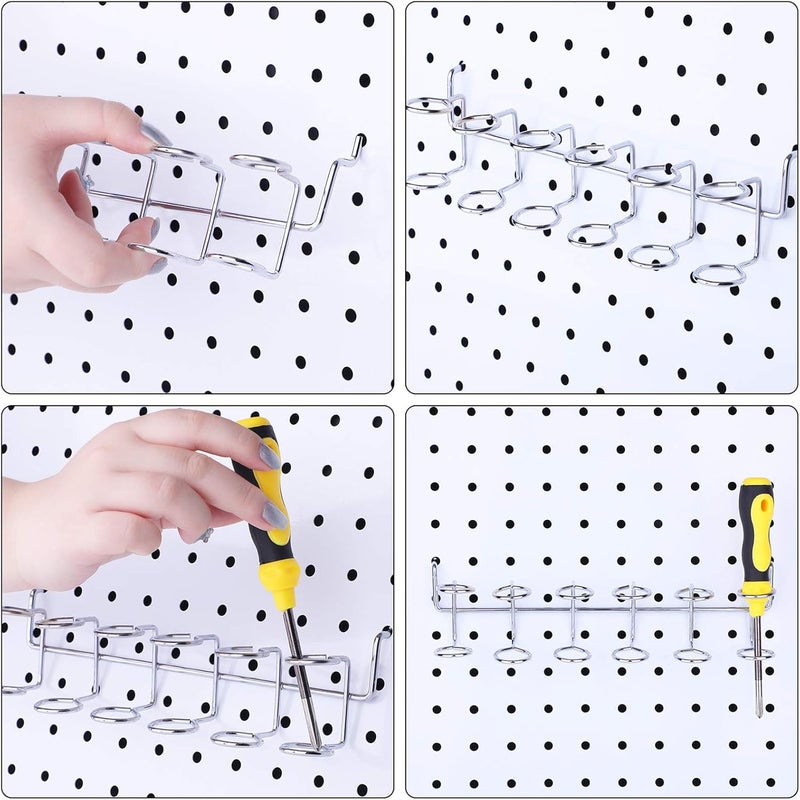 Ripeng Pegboard Screwdriver Holders Peg Board Organizer Accessories Multi Ring Tool Holders Six Tool Organizer Racks for Pegboard, Pliers(Silver,4 Pieces) - Image 3
