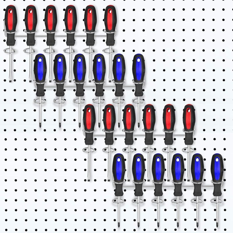 Ripeng Pegboard Screwdriver Holders Peg Board Organizer Accessories Multi Ring Tool Holders Six Tool Organizer Racks for Pegboard, Pliers(Silver,4 Pieces) - Image 1