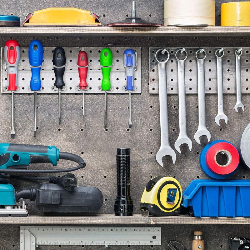 Ripeng Pegboard Screwdriver Holders Peg Board Organizer Accessories Multi Ring Tool Holders Six Tool Organizer Racks for Pegboard, Pliers(Silver,4 Pieces) - Image 5