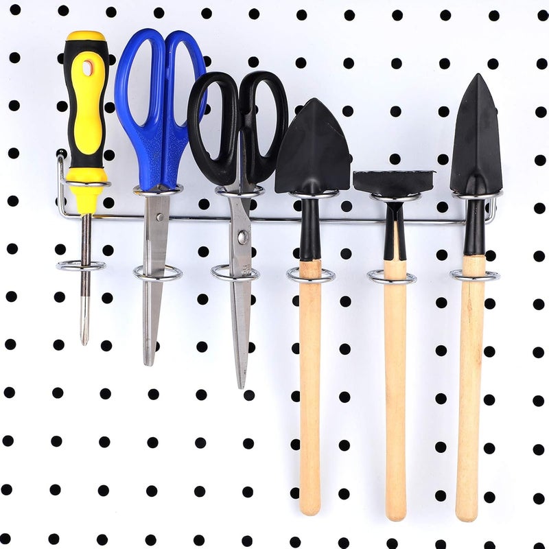 Ripeng Pegboard Screwdriver Holders Peg Board Organizer Accessories Multi Ring Tool Holders Six Tool Organizer Racks for Pegboard, Pliers(Silver,4 Pieces) - Image 4