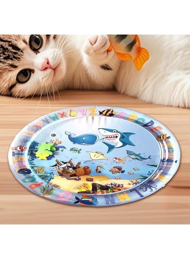 Small Cat Water Mat Cooling Pet Bed with Floating Fish Sensory Pad Durable Leakproof - Image 5