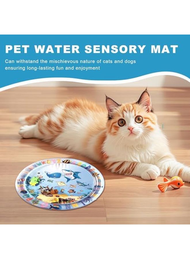 Small Cat Water Mat Cooling Pet Bed with Floating Fish Sensory Pad Durable Leakproof - Image 4