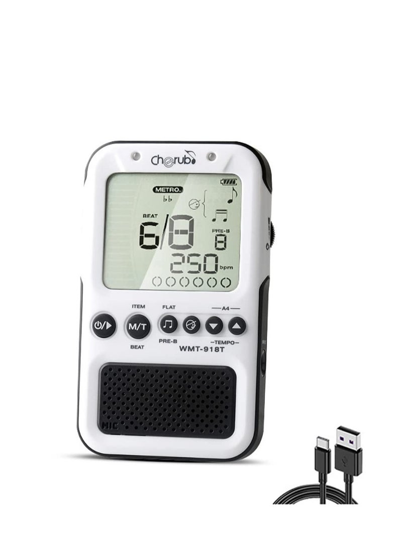 Excefore Electronic Digital Metronom with USB Cable, Universal Digital Metronome, Metronome with Timer, Volume Adjustable, Suitable for Piano, Guitar, Flute, Violin (White) - Image 1