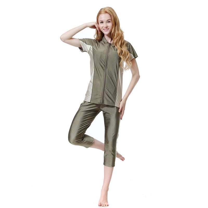 Women's Zip-up Modest Swimwear 3-Piece Set - Image 5