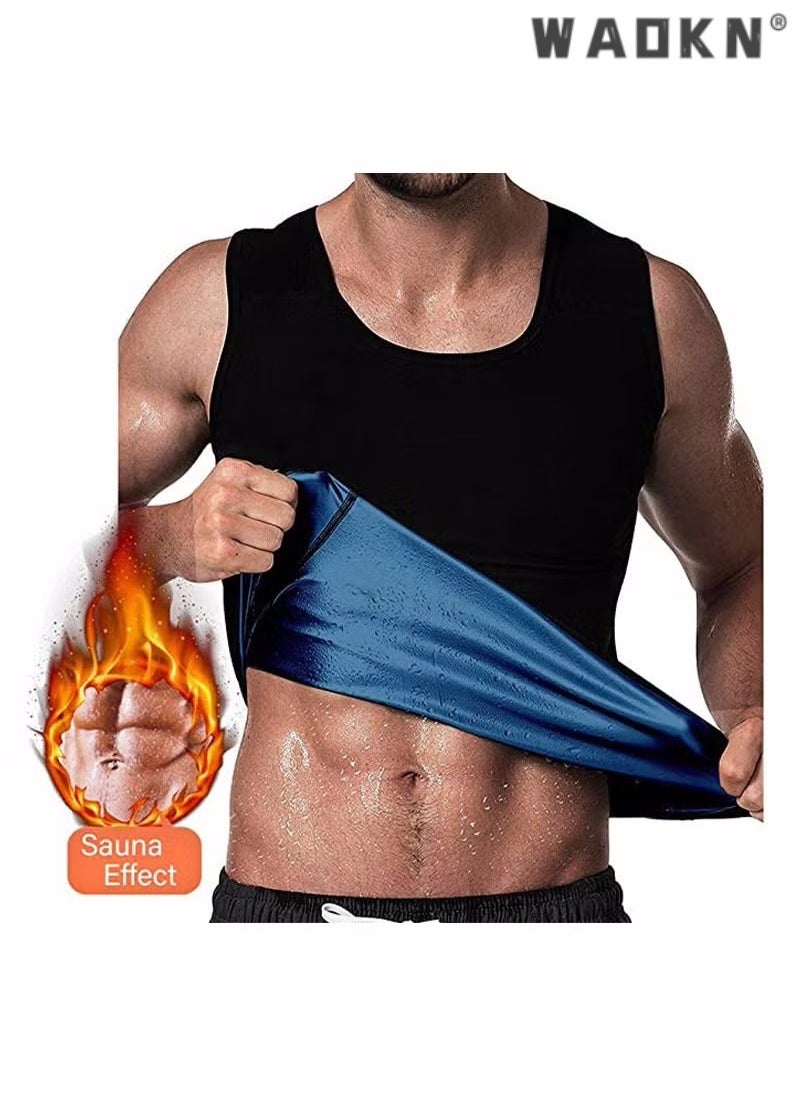 WAOKN - Men Sauna Shaper Vest Thermo Sweat Shapewear Slimming Tank Top Gym Fitness Workout Zipper Corset Shirt Fat Burning Slimming Body Shaper Sauna Vest - Image 1