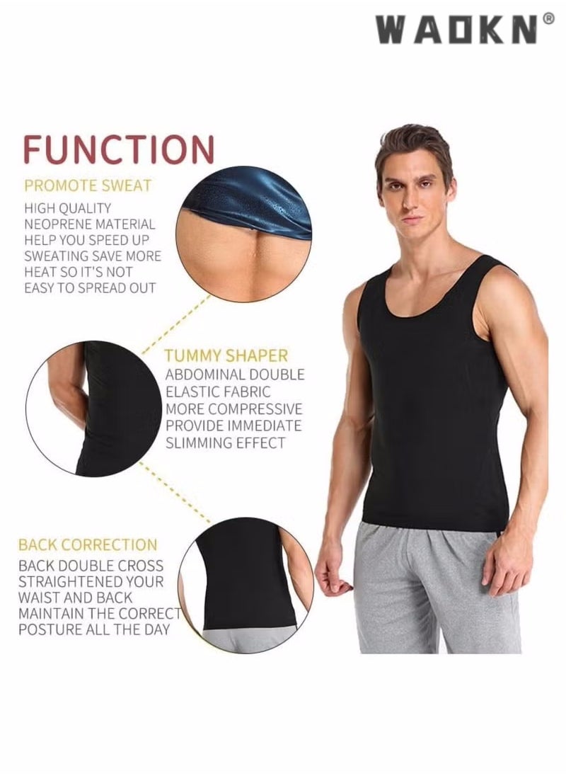 WAOKN - Men Sauna Shaper Vest Thermo Sweat Shapewear Slimming Tank Top Gym Fitness Workout Zipper Corset Shirt Fat Burning Slimming Body Shaper Sauna Vest - Image 1