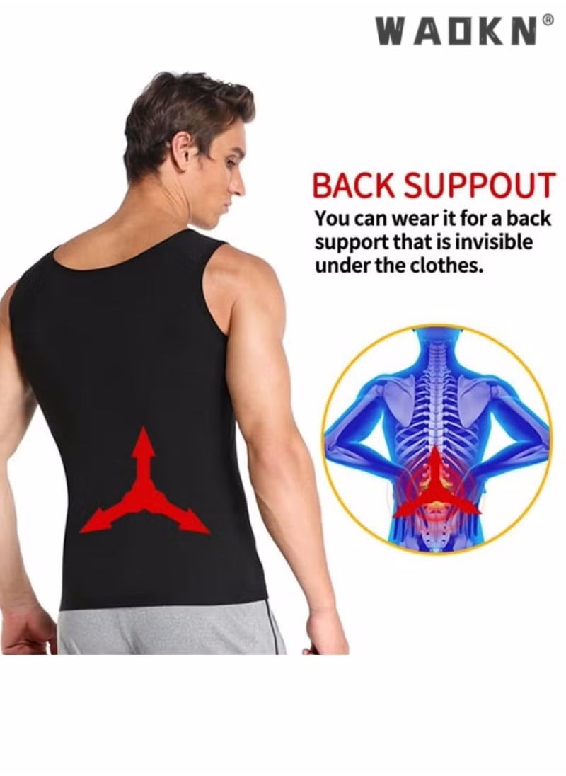 WAOKN - Men Sauna Shaper Vest Thermo Sweat Shapewear Slimming Tank Top Gym Fitness Workout Zipper Corset Shirt Fat Burning Slimming Body Shaper Sauna Vest - Image 1