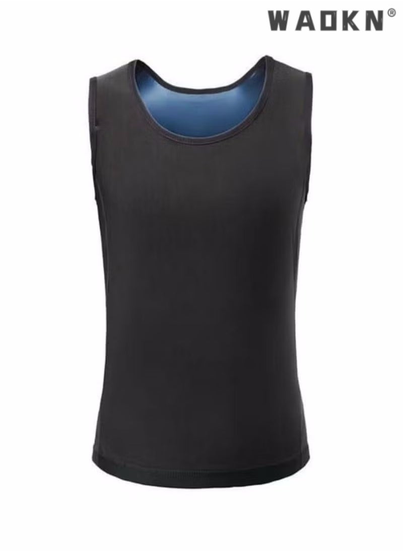 WAOKN - Men Sauna Shaper Vest Thermo Sweat Shapewear Slimming Tank Top Gym Fitness Workout Zipper Corset Shirt Fat Burning Slimming Body Shaper Sauna Vest - Image 1
