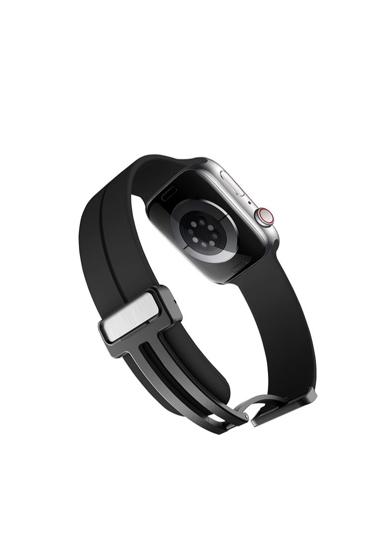 Magnetic Band D-buckle Silicone Sport Strap Replacement WristBand for Apple Watch SE Series 8/7/6/5/4/3/2/1 (38mm/40mm/41mm/（S10）42mm) - Image 2