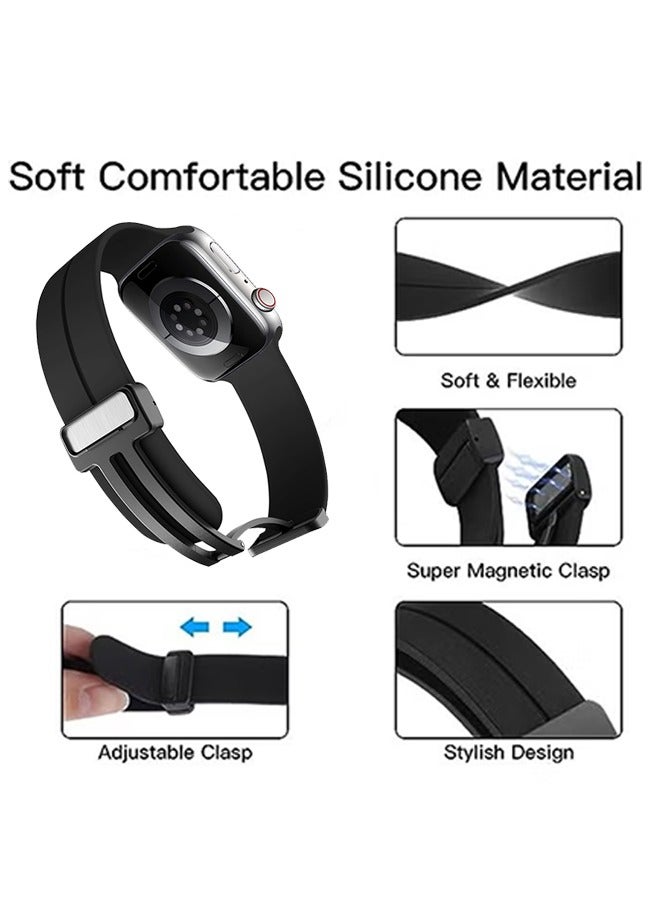 Magnetic Band D-buckle Silicone Sport Strap Replacement WristBand for Apple Watch SE Series 8/7/6/5/4/3/2/1 (38mm/40mm/41mm/（S10）42mm) - Image 4