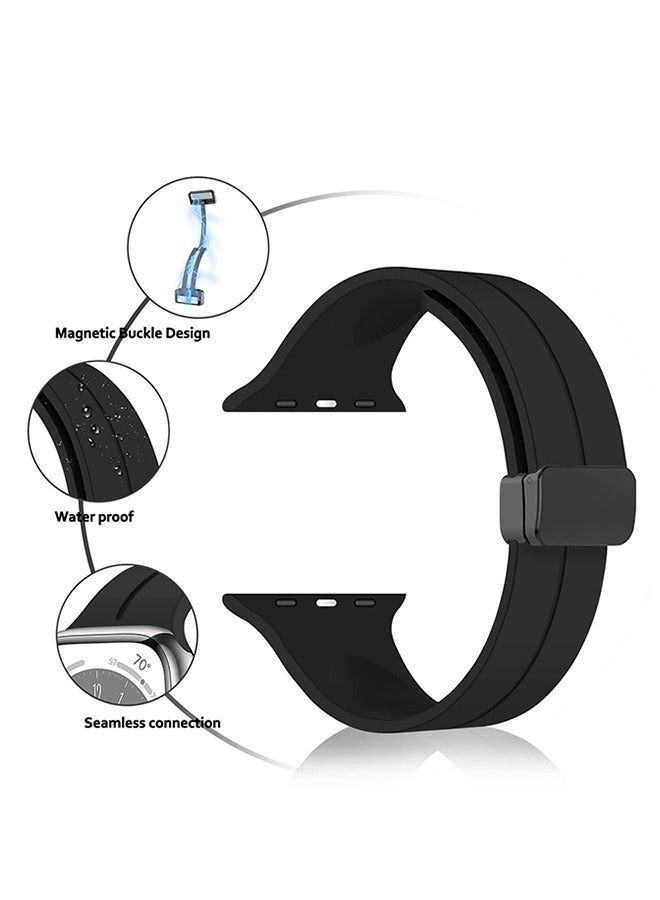 Magnetic Band D-buckle Silicone Sport Strap Replacement WristBand for Apple Watch SE Series 8/7/6/5/4/3/2/1 (38mm/40mm/41mm/（S10）42mm) - Image 5
