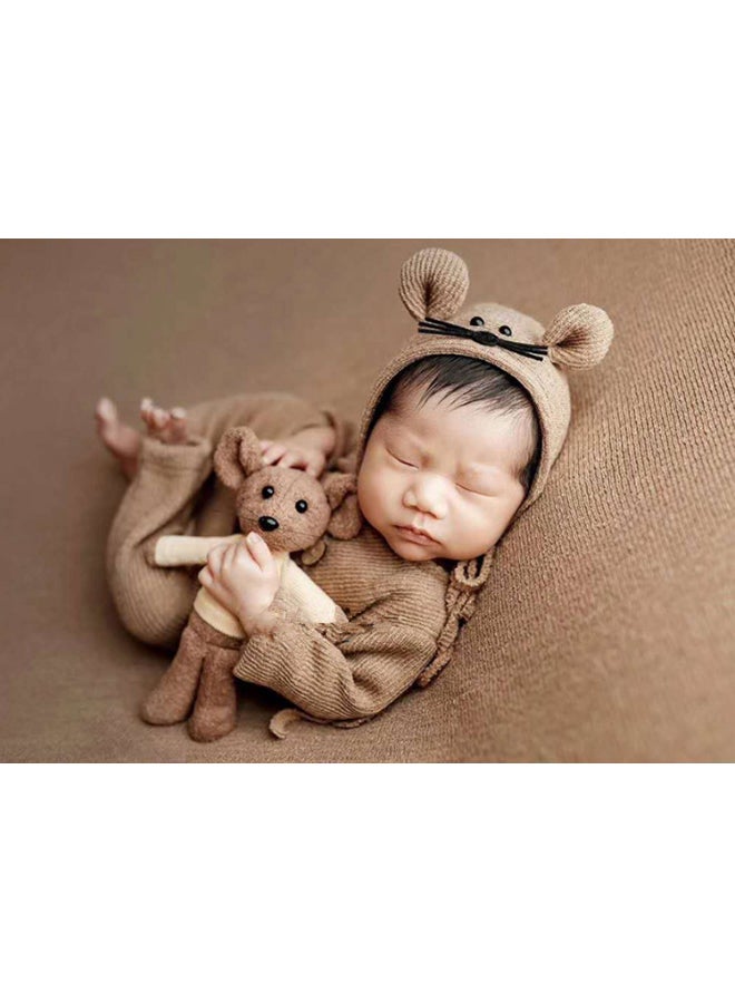 Loquat 3-Piece Photography Clothing Baby Modeling Costume Kit, Brown/Beige/Black - Image 2