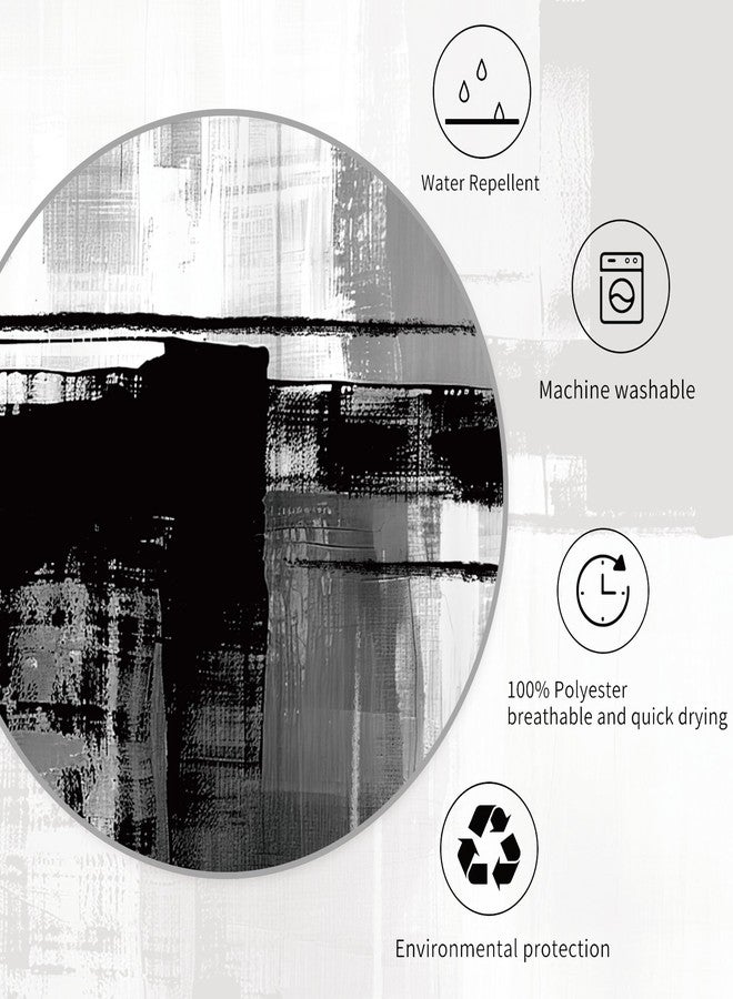 Miyotaa Abstract Black White Gray Shower Curtain Set 60Wx71H Inches Modern Minimalist Neutral Aesthetic Contemporary Brushstroke Art Waterproof Bathroom Curtain with 12 Hooks - Image 5