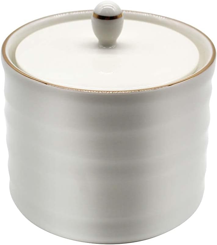 Qualitier Aqua Gold Sugar Bowl with Lid â€“ Premium Porcelain