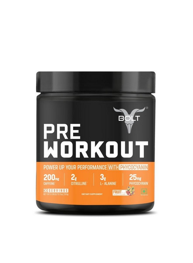 BOLT Bolt Nutrition Pre Workout Supplement | 300 grams,30 Servings |With Caffeine Powder, Citrulline Malate, B-Alanine, Taurine For Explosive Energy, Pump & Focus | Fruit Punch  - Image 1