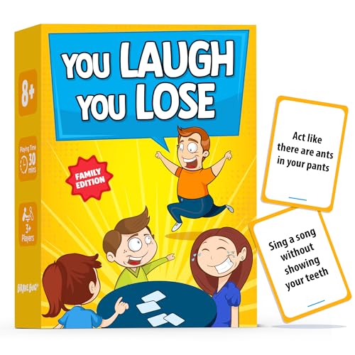 BRAVEBUG You Laugh You Lose Game Funny Charades Kids Games Board Games for Kids Teens Try Not to Laugh Challenge Sleepover Party Supplies for Girls Birthday Game for Family Kids Girls - Image 1