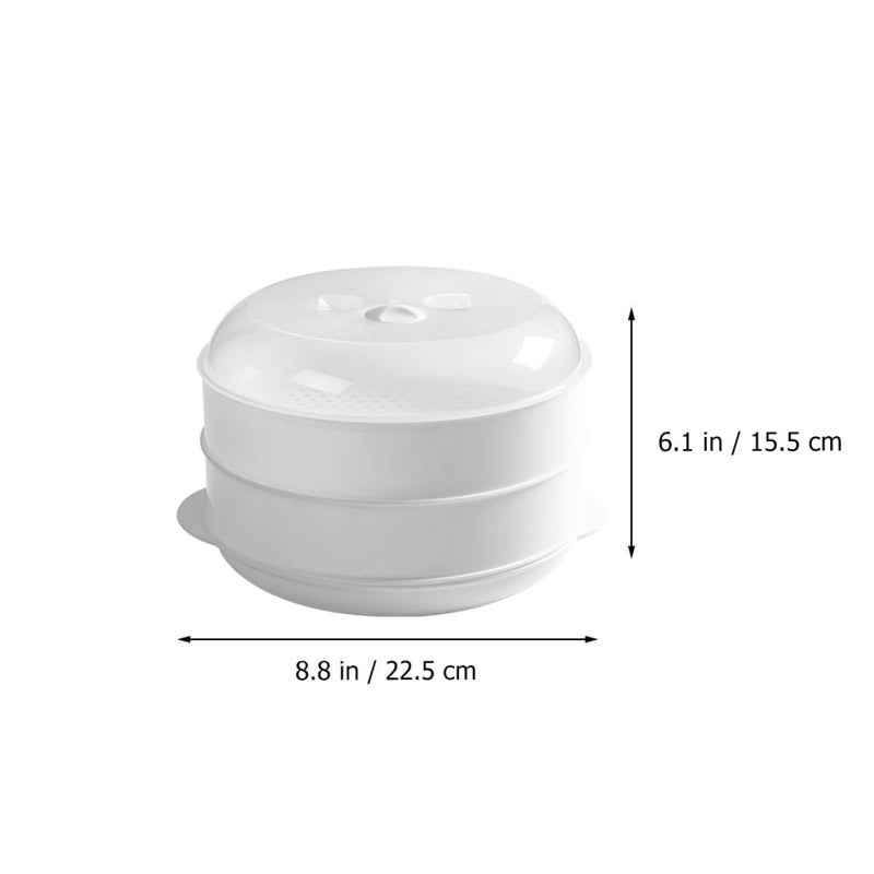 Double Layer Plastic Microwave Food Steamer With Lid For Buns Dumplings Meals Portable Cooking Container - Image 3
