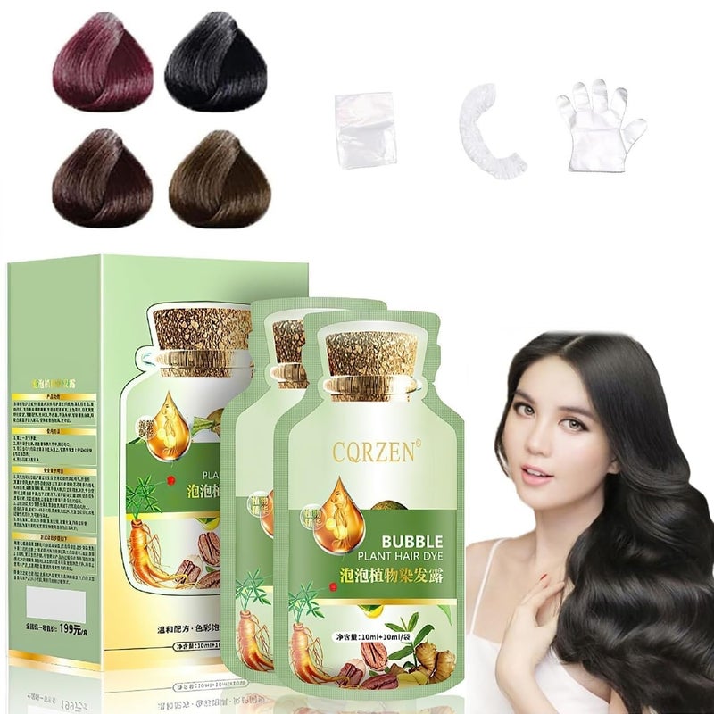 HUANG YI Natural Plant Hair DyeBlack Hair Dye New Botanical Bubble Hair Dye 20ml 10packsBoxBlack Teal
