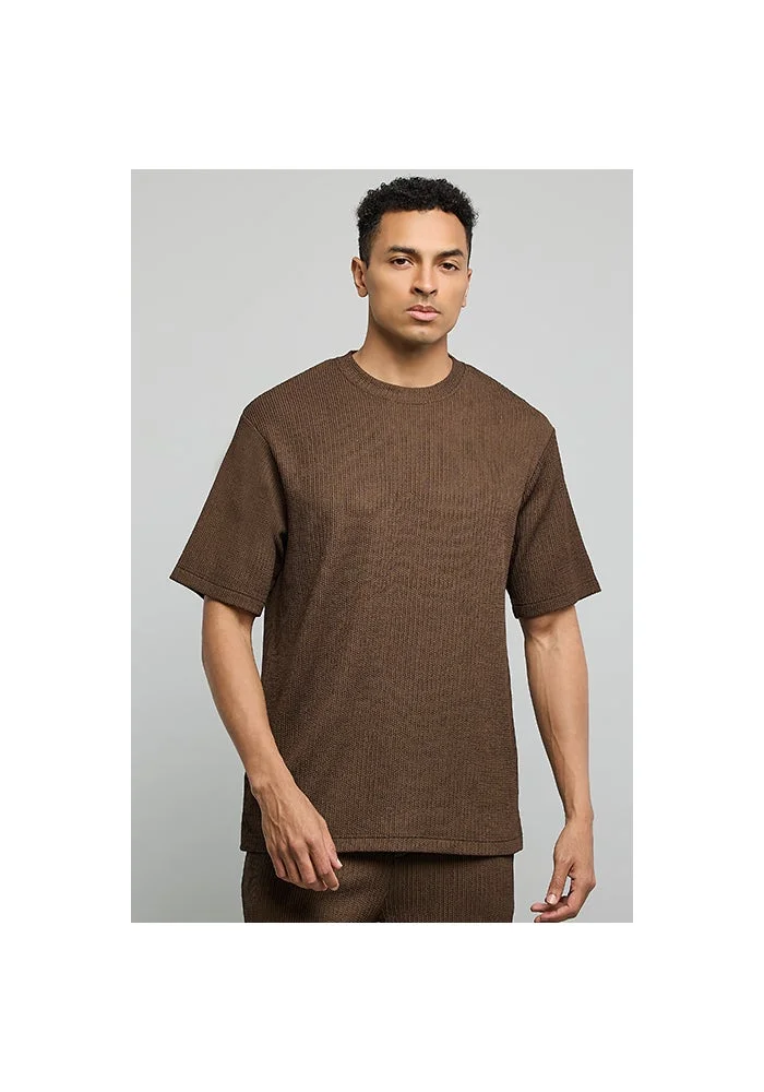 R&b Textured T-Shirt with Crew Neck and Short Sleeves