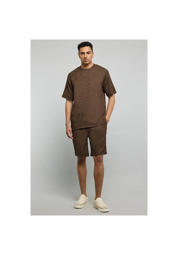 R&b Textured T-Shirt with Crew Neck and Short Sleeves