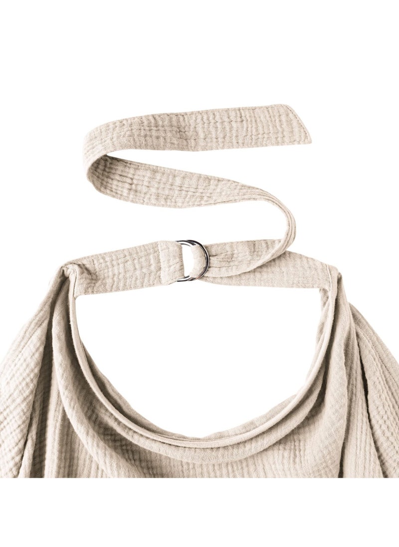 ULHYC Muslin Nursing Cover for Baby Breastfeeding Breathable 100% Cotton Breastfeeding Cover with Rigid Hoop for Mother Nursing Apron Multi-use Carseat Canopy Khaki  - Image 5