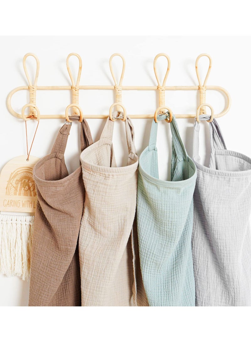 Muslin Nursing Cover for Baby Breastfeeding Breathable 100% Cotton Breastfeeding Cover with Rigid Hoop for Mother Nursing Apron Multi-use Carseat Canopy Khaki