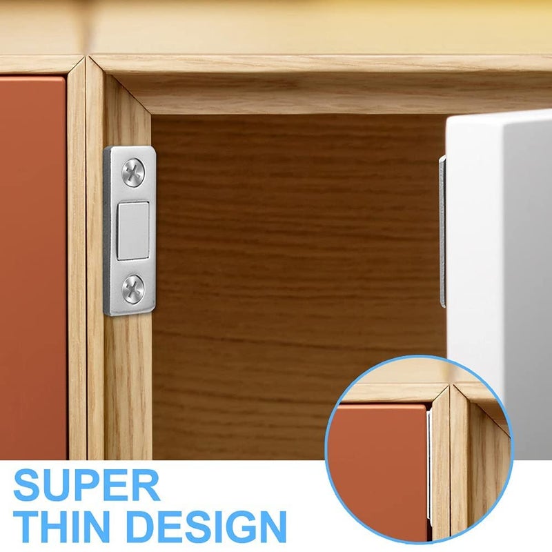 Niralasa Niralasa Magnetic Door Catch2Pack Ultra Thin Cabinet Magnetic Catch with Strong Adhesive Sticker ScrewsSlim Drawer Magnets Locks Furniture Safety Latches Stainless Steel  - Image 3
