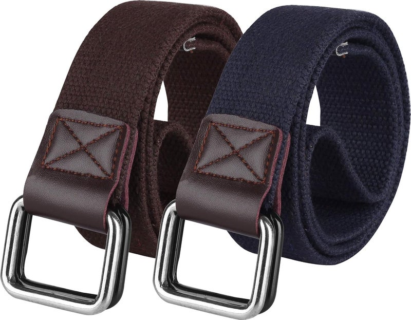 ALFA ZORO Cotton belt for men, D buckle gents belt, Combo Pack CB40-40-2PC - Image 1