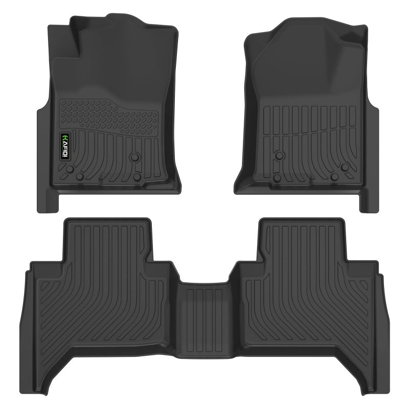 HAFIDIÂ® Floor Mats Fit for 2005-2015 Toyota Tacoma Double Cab (Full Coverage) All Weather Protection TPE Car Floor Liners, Fits 1st & 2nd Row Full Set Custom Accessories, Black - Image 1