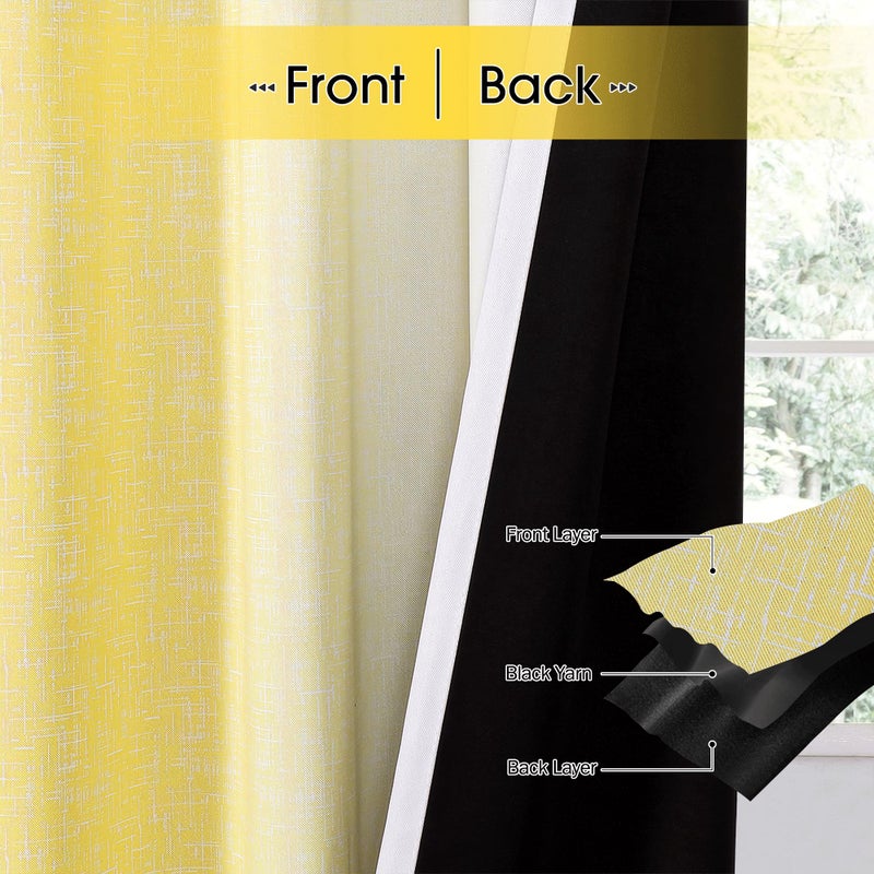 Geomoroccan Ombre 100% Blackout Curtains 96 Inches Long 2 Panels For Bedroom Living Room Gold Yellow White Gradient Patterned Light Blocking Thermal Insulated Rod Pocket Window Treatment Drapes - Image 5