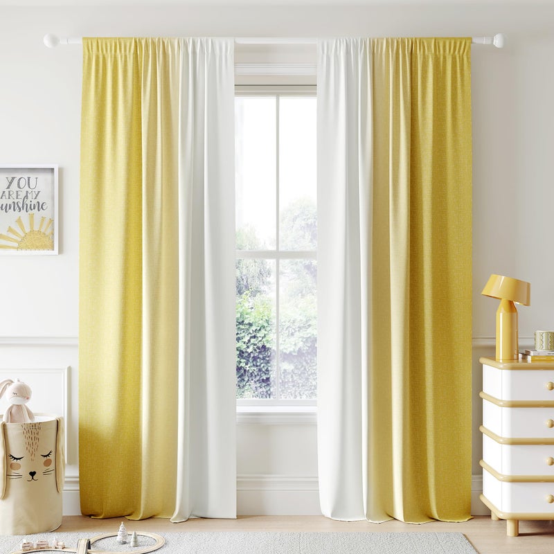 Geomoroccan Ombre 100% Blackout Curtains 96 Inches Long 2 Panels For Bedroom Living Room Gold Yellow White Gradient Patterned Light Blocking Thermal Insulated Rod Pocket Window Treatment Drapes - Image 1