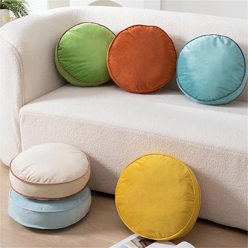 2 Pcs Soft Round Cushion with Fillings Stuffed Floor Seat Mat Meditation for Adults(Color 5) - Image 4
