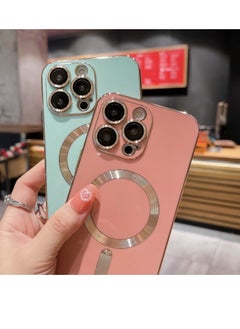 Generic Case For iPhone 13 Pro Magsafe Plating TPU Phone Case with Lens Film Rose Red  - Image 5