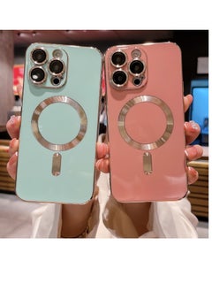 Generic Case For iPhone 13 Pro Magsafe Plating TPU Phone Case with Lens Film Rose Red  - Image 2