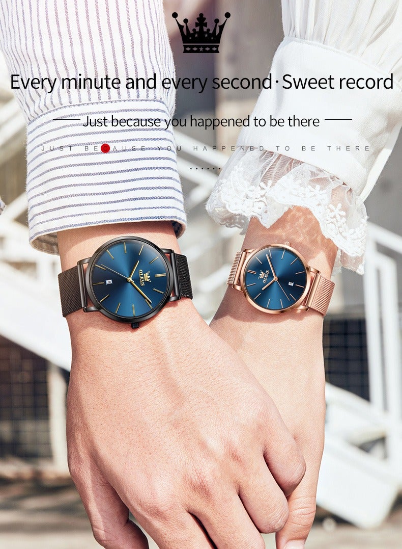 OLEVS OLEVS Couples Watches Men and Women Watches Ultra Thin Quartz AnalogWrist Watches Casual Stainless Steel His and Hers - Image 2