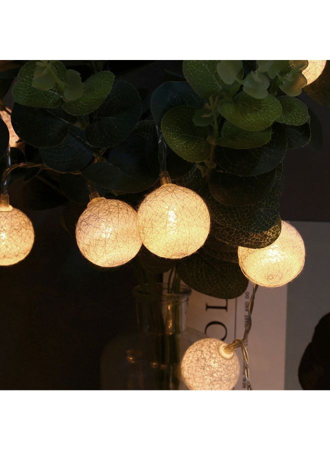 NIBEMINENT Cotton Ball Garland LED Fairy String Light Yellow - Image 2