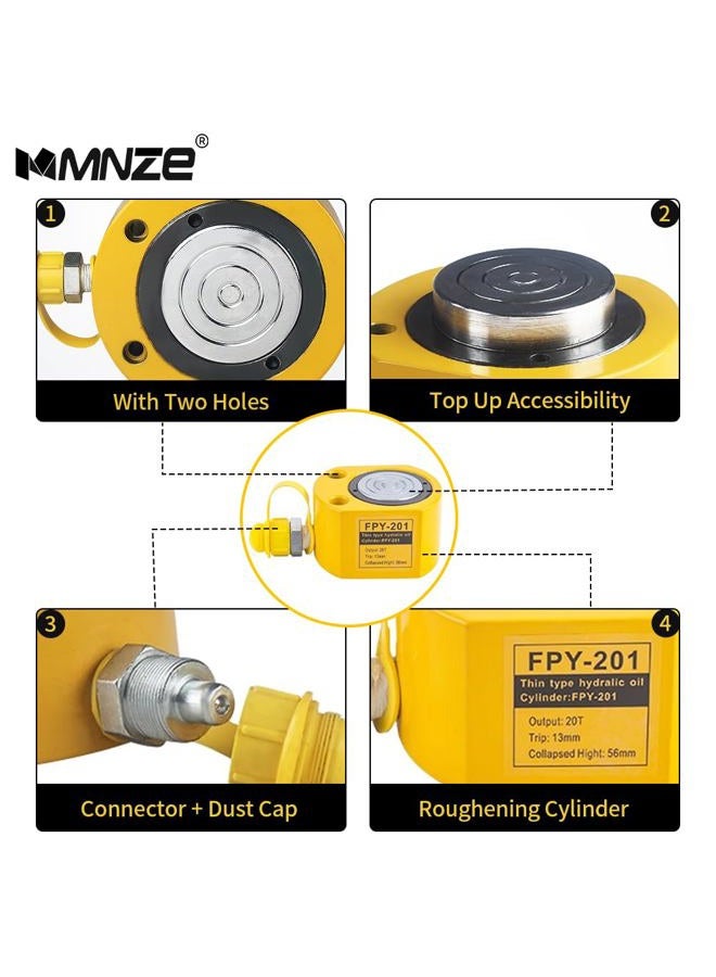 MMNZE 20T 13مم/0.51" مكابس هيدروليكية ذات شوط  مجموعة رافعات هيدروليكية صغيرة، مجموعات باور بورتا، تنقبض تلقائياً، مكابس رفع أحادية الفعل مع مضخة يدوية هيدروليكية CP-180 - Image 3