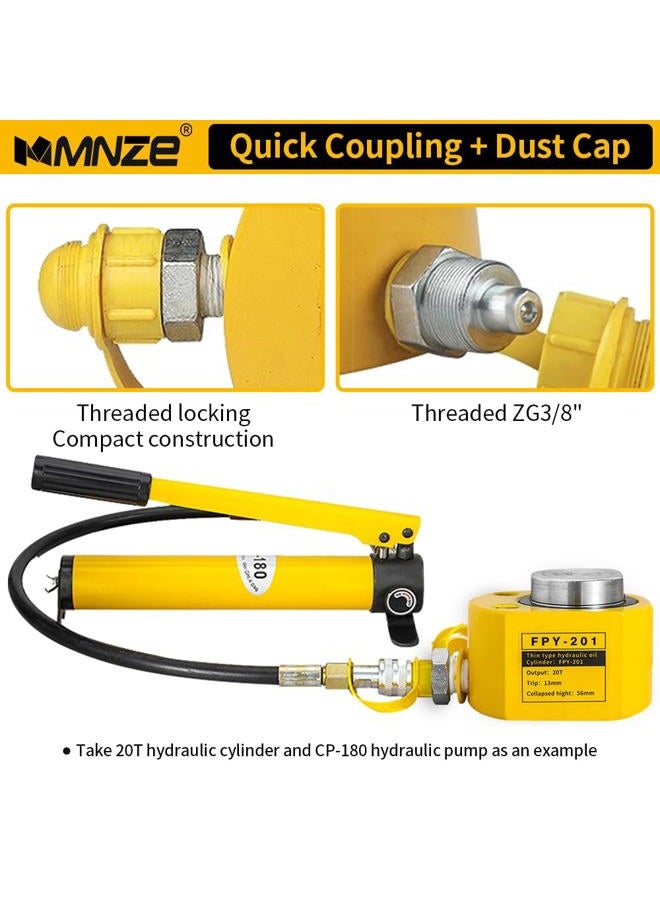 MMNZE 20T 13مم/0.51" مكابس هيدروليكية ذات شوط  مجموعة رافعات هيدروليكية صغيرة، مجموعات باور بورتا، تنقبض تلقائياً، مكابس رفع أحادية الفعل مع مضخة يدوية هيدروليكية CP-180 - Image 4
