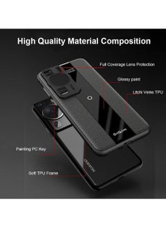 AUTO FOCUS Compatible with Huawei P60 Pro Luxury case TPU Frame & Electroplated Glass & Leather Back Cover Compatible with Huawei P60 Pro Camera Protection Shockproof Case (Black)  - Image 3