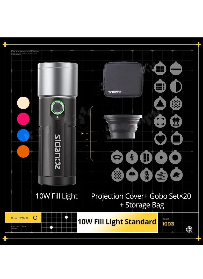 Sidande - SIDANDE Videography Flashlight Zoomable Photography Fill Light Ambience Light with 1/4'' Thread for Camera Stand Cage - Image 1