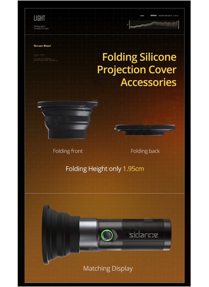 Sidande - SIDANDE Videography Flashlight Zoomable Photography Fill Light Ambience Light with 1/4'' Thread for Camera Stand Cage - Image 1