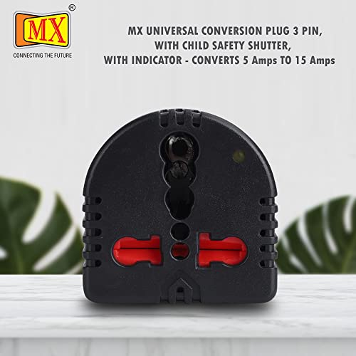 MX 2-Pack 3-Pin Universal Travel Adapter with Child Safety Shutter & Indicator – Converts US, UK, and Other Plugs to India, 5A to 15A Power Adapter - Image 2