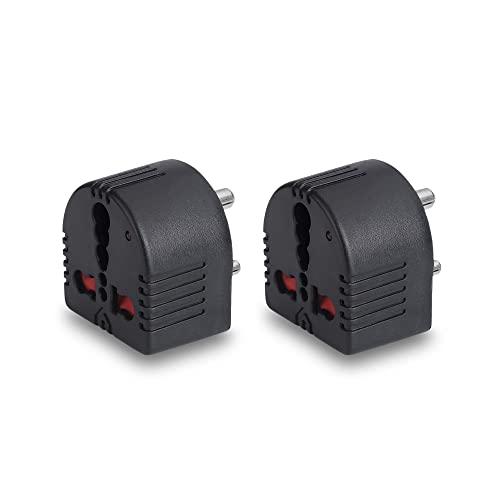 MX 2-Pack 3-Pin Universal Travel Adapter with Child Safety Shutter & Indicator – Converts US, UK, and Other Plugs to India, 5A to 15A Power Adapter - Image 1