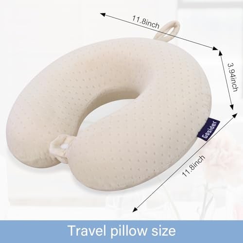 Gosider Memory Foam Neck Pillow Comfortable Travel Neck Pillow Neck and Head Support Lightweight Portable Airplane Travel Pillow for Sleeping, Traveling,Car, Train, Bus and Home Use Beige - Image 3