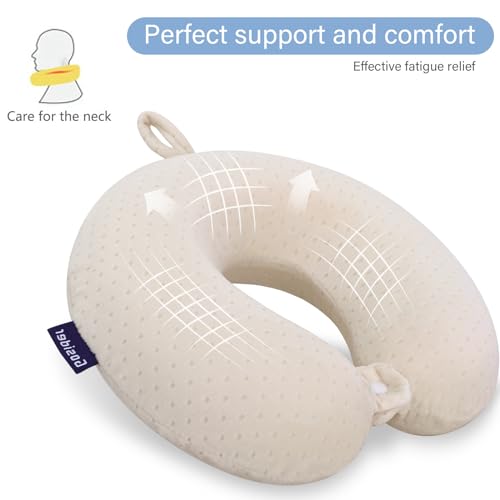 Gosider Memory Foam Neck Pillow Comfortable Travel Neck Pillow Neck and Head Support Lightweight Portable Airplane Travel Pillow for Sleeping, Traveling,Car, Train, Bus and Home Use Beige - Image 4