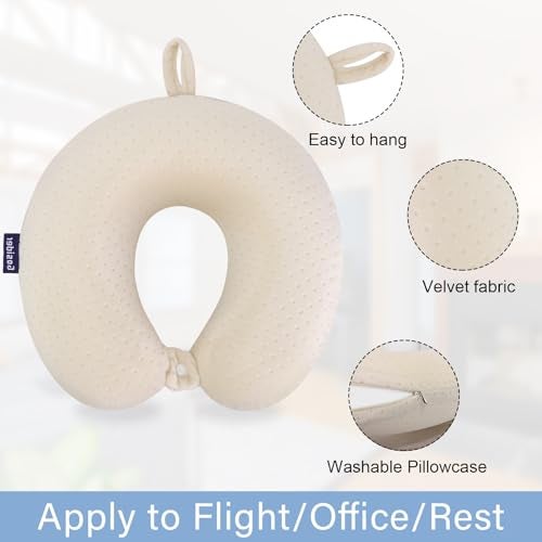 Gosider Memory Foam Neck Pillow Comfortable Travel Neck Pillow Neck and Head Support Lightweight Portable Airplane Travel Pillow for Sleeping, Traveling,Car, Train, Bus and Home Use Beige - Image 2