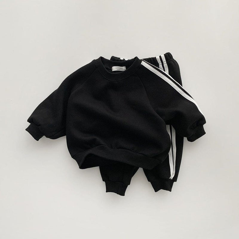 Korean Kids Sportswear Cotton Set Black  - Image 1
