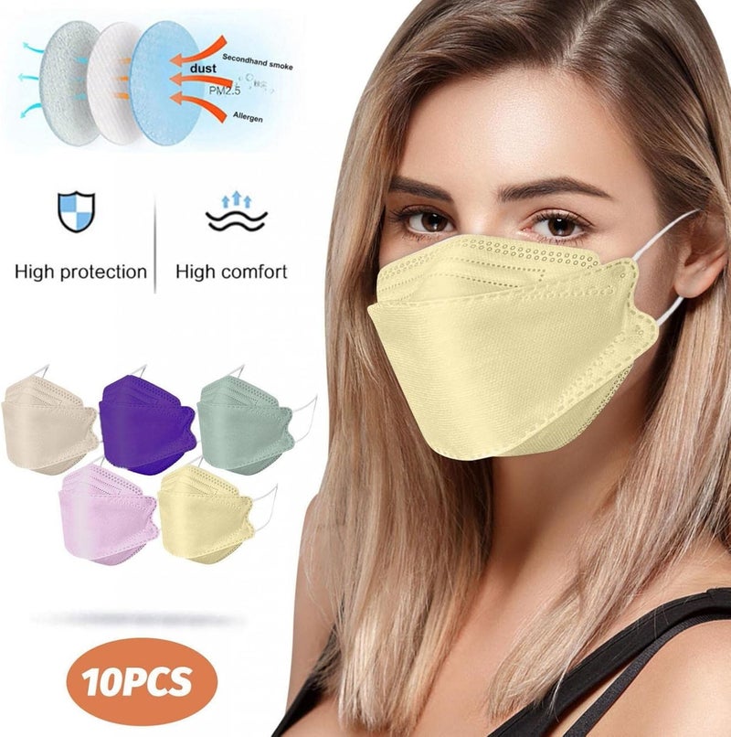 woobles 50/100PC KF94_Fish Type Mask Face_Mask, Adults 4-Ply Layer Filter Non Woven Fabric Face_Mask for Women Green-50pcs - Image 2