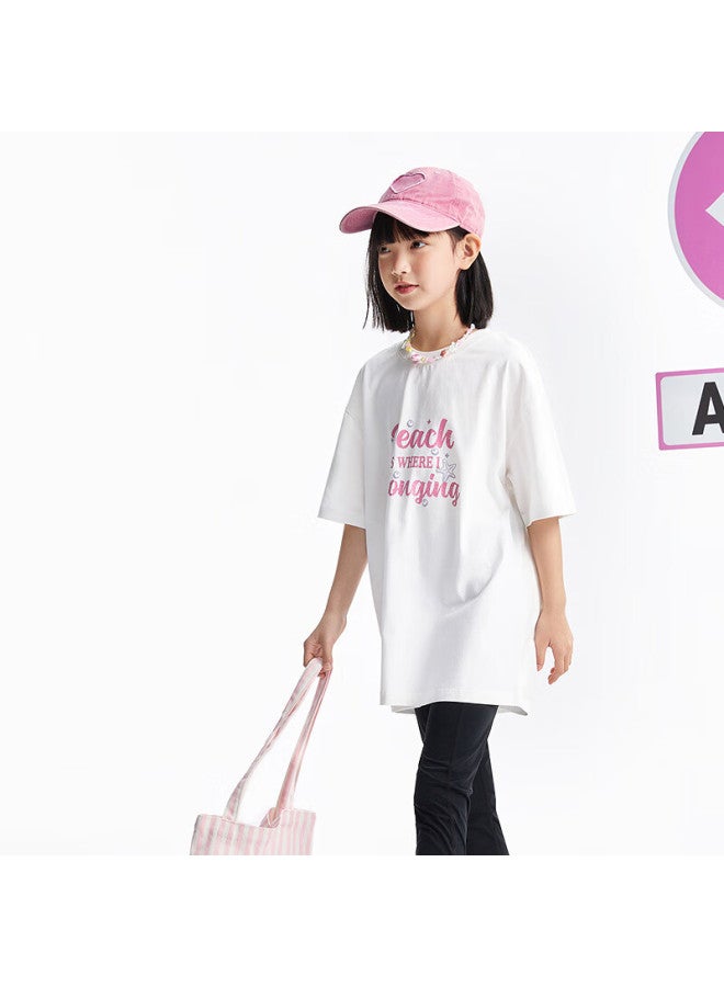 Annil Children'S Wear Girls' Round Neck Short Sleeve T-Shirt Summer New Breathable Quick-Drying Pure Cotton Sports Casual - Image 2