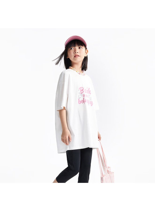 Annil Children'S Wear Girls' Round Neck Short Sleeve T-Shirt Summer New Breathable Quick-Drying Pure Cotton Sports Casual - Image 1